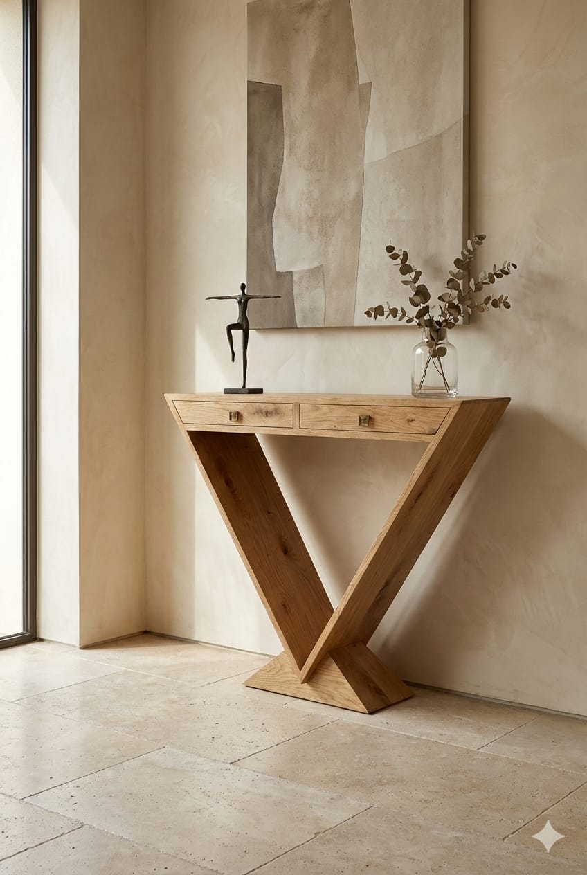 Console Sculpturale "Épure" – Chêne Massif