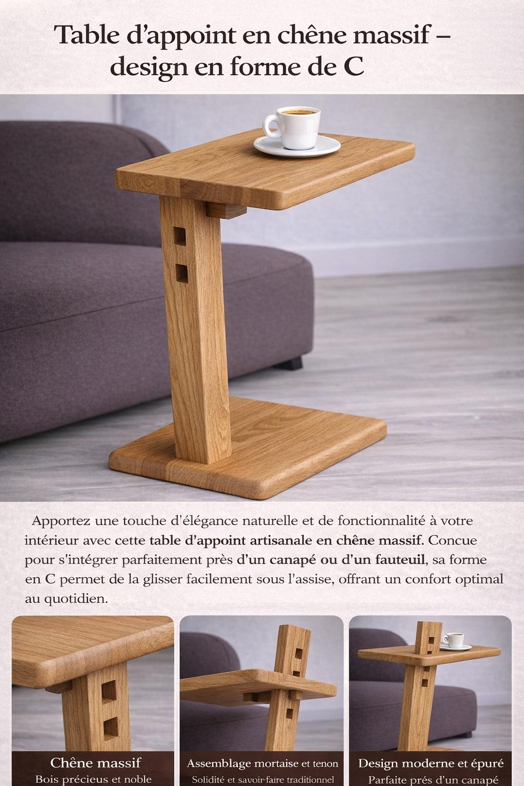 Table d’appoint d’exception en chêne massif